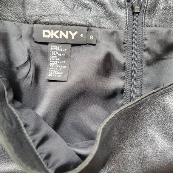 DKNY WOMENS LEATHER SKIRT HI LOW HEM SIZE 6 - Picture 6 of 13